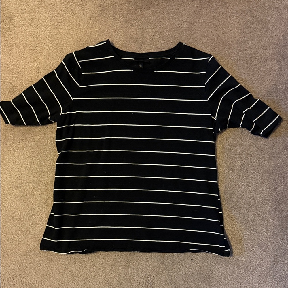 Who What Wear Black Tee with White Accents